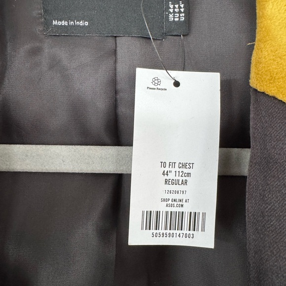 NWT ASOS Men's Skinny Velvet Blazer Gold Black Lapel - Picture 2 of 5